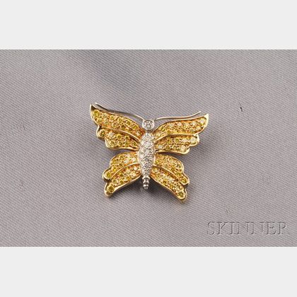 Fancy Yellow Diamond and Diamond Butterfly Brooch, Tiffany & Co.