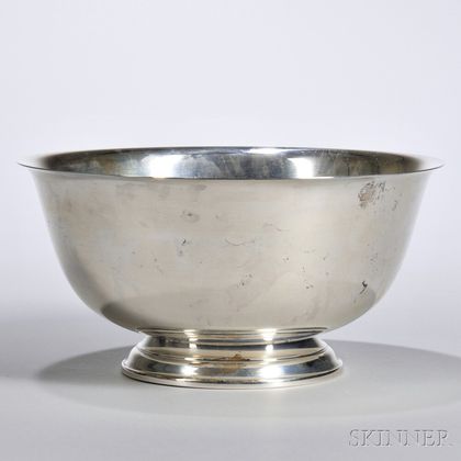Paul Revere Reproduction Sterling Silver Bowl, Watrous, Connecticut, 20th century, dia. 9 1/8 in., approx. 15.3 troy oz. 