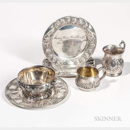 Six Pieces of Children's Silver Tableware