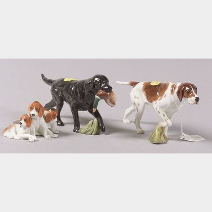 Three Royal Worcester Bone China Figures of Dogs