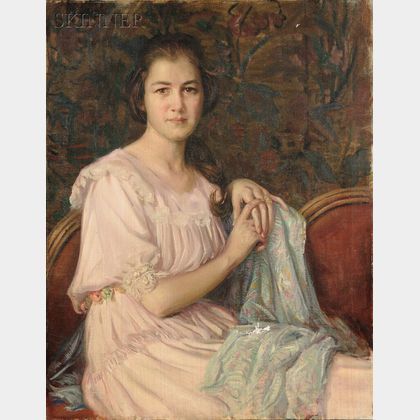 William Cushing Loring (American, 1879-1959) Portrait of Charlotte Waldron Hause, Age 15