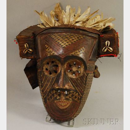 Kuba Carved Wooden and Painted Mask