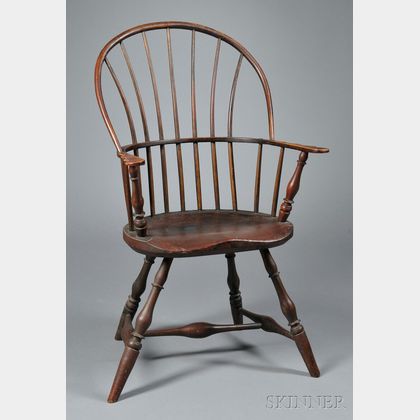 Red-painted Sack-back Windsor Chair