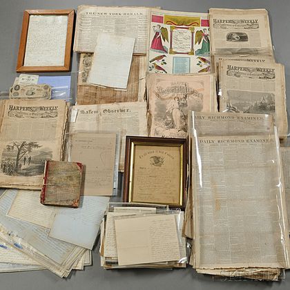 Group of Civil War Documents and Newspapers