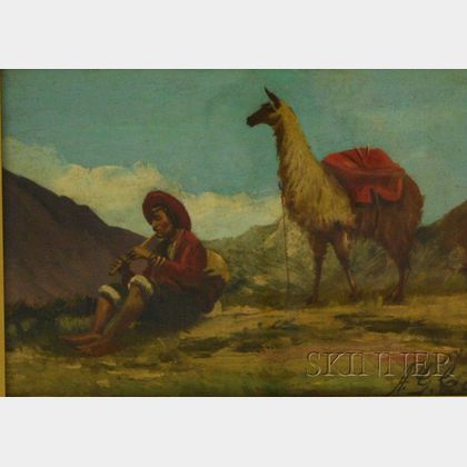 South American School, 20th Century The Llama-Herder