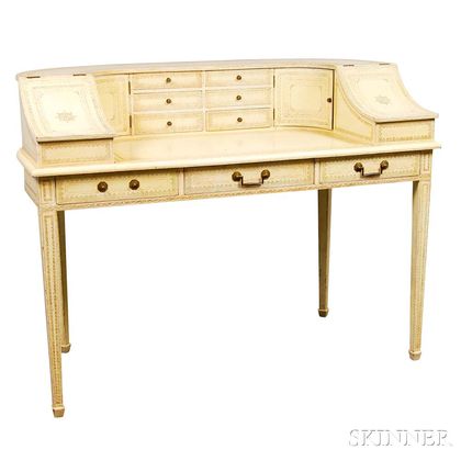 Maitland-Smith Carlton House-style Faux Painted and Leather Desk