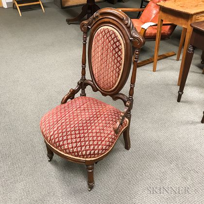 Rococo Revival Carved and Upholstered Walnut Side Chair