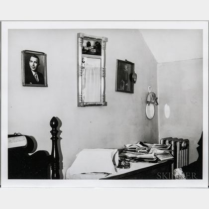 Walker Evans (American, 1903-1975) Bedroom Interior with Newspapers