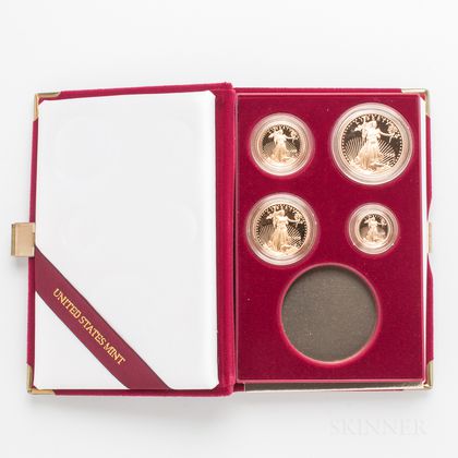 1995 American Gold Eagle 10th Anniversary Four-coin Proof Set. Estimate $1,500-2,000