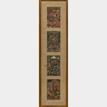 Four Printed Persian Miniature Paintings in a Frame