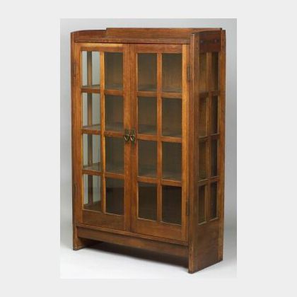 Gustav Stickley Oak Double Door China Cabinet