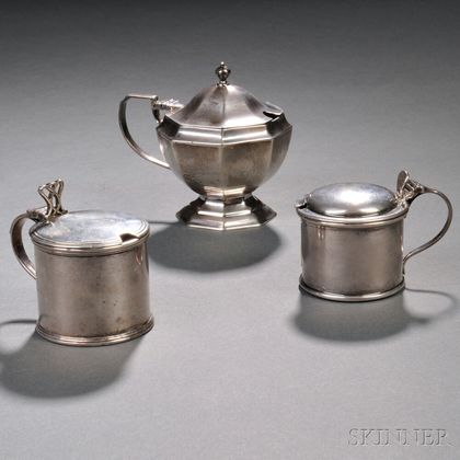 Three George V Sterling Silver Mustard Pots