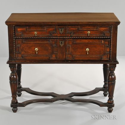 Jacobean-style Oak Chest on Stand