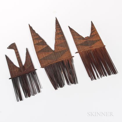 Three Ornamental Hair Combs from the Solomon Islands