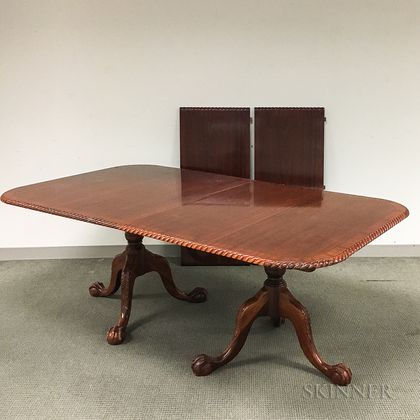 Chippendale-style Mahogany Double-pedestal Dining Table