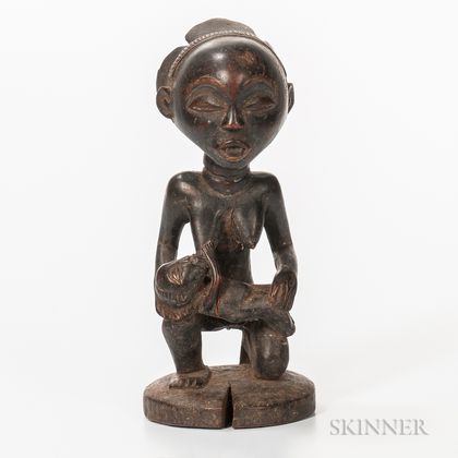 Hemba-style Carved Wood Maternity Figure
