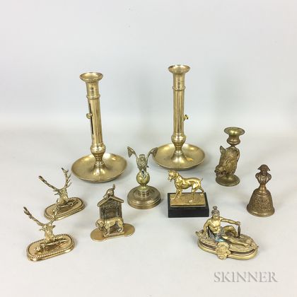 Ten Continental Brass and Bronze Items