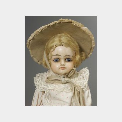 Wax-over-Papier Mache Shoulder Head Doll