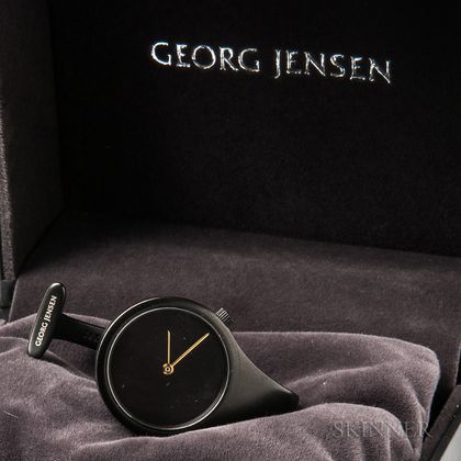 Georg Jensen Vivanna Black Stainless Steel Cuff Wristwatch