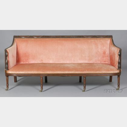 Rare Federal Mahogany Carved Sofa