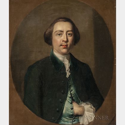 British School, 18th Century Portrait of a Gentleman in a Trompe l'Oeil Oval
