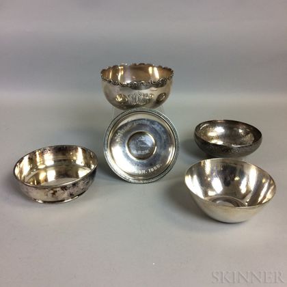 Four Sterling Silver Bowls and a Presentation Dish