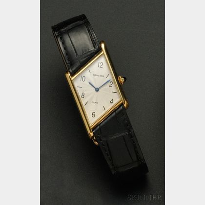 18kt Gold "Tank Asymetrique" Wristwatch, Cartier, Paris