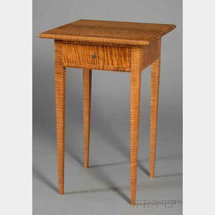 Federal-style Tiger Maple One-drawer Stand