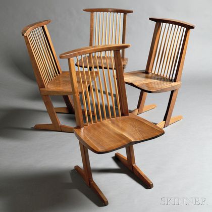 Four George Nakashima (1905-1990) Conoid Chairs 