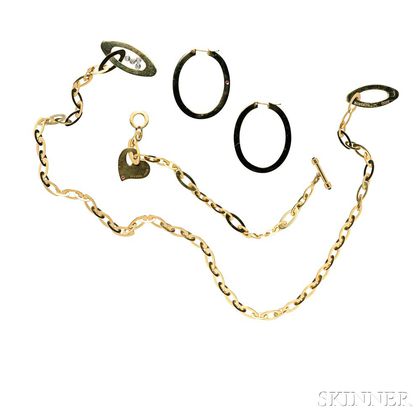 18kt Gold Necklace, Bracelet, and Earrings, Roberto Coin