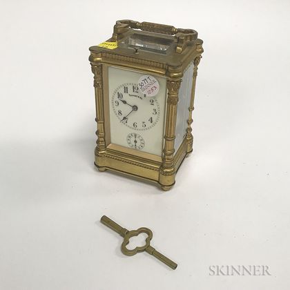 French Brass and Glass Carriage Clock