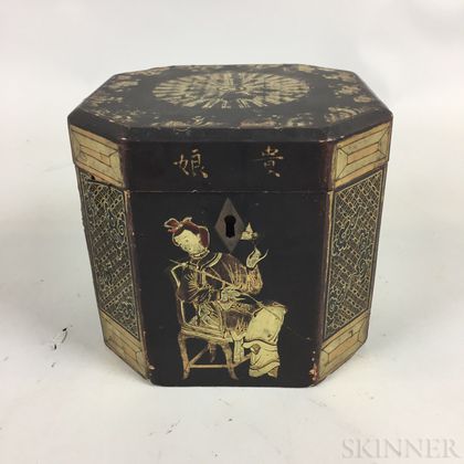 Chinese Export Lacquered Tea Caddy