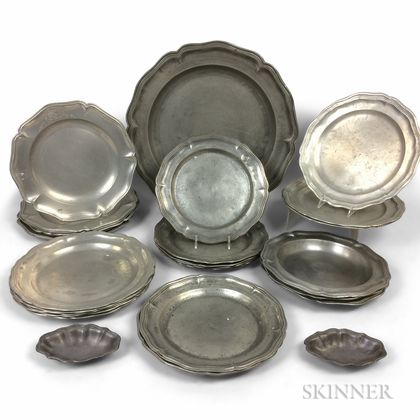 Twenty-eight English and Continental Pewter Dishes