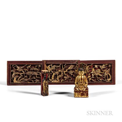 Six Gilt/Lacquered Carved Wood Items