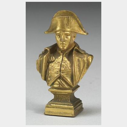 Francois-Charles de Franoz (French, 1850-1908) Bronze Dore Seal with Bust of Napoleon