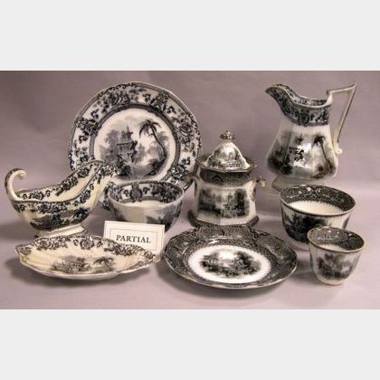 Approximately Eighty-one Piece Assembled Set of English Mulberry Transfer Decorated Ironstone Dinnerware