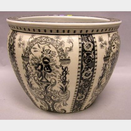 Chinese Black and White Decorated Porcelain Jardiniere. 
