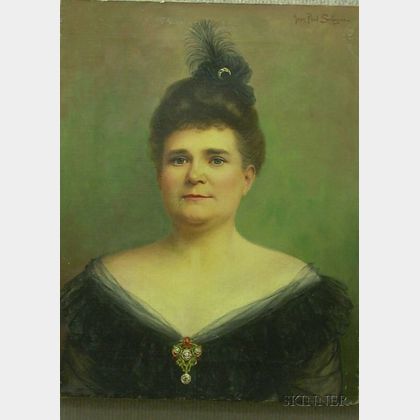Unframed Oil on Canvas Portrait of Mrs. Salisbury by Jean Paul Selinger (American, 1850-1909)
