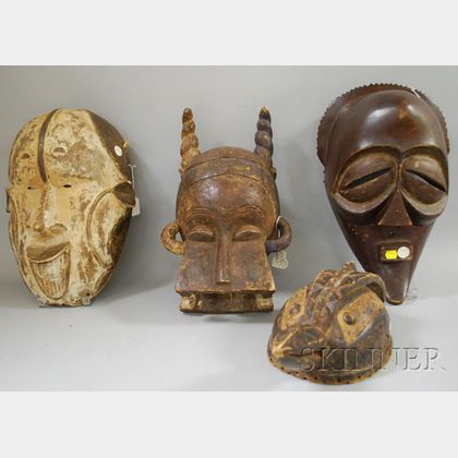 Four African Carved Wood Masks