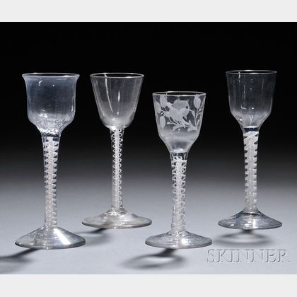 Four Double-series Opaque-twist Stem Wine Glasses
