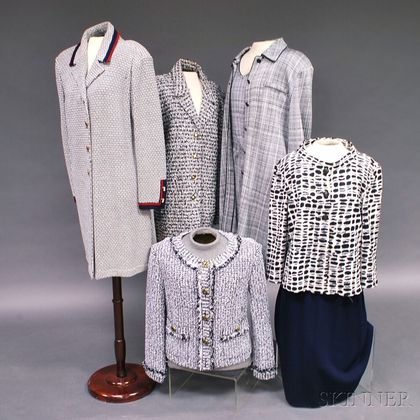 Five St. John Black and White Knit Lady's Suits and Sweaters