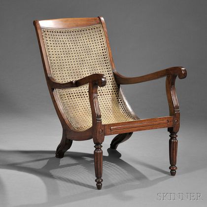 Anglo-Indian Caned Carved Rosewood Armchair