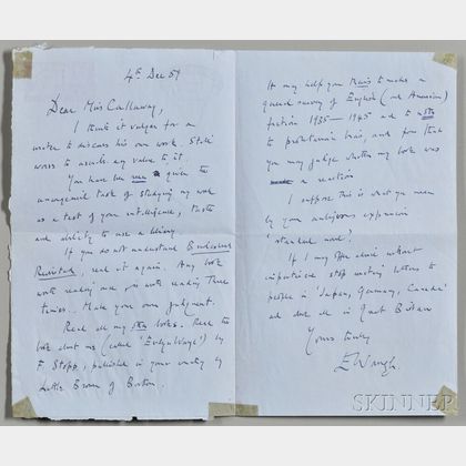 Waugh, Evelyn (1903-1966) Autograph Letter Signed 4 December 1959.