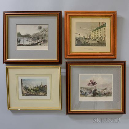 Eight Framed Hand-colored New York Prints