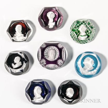 Eight Baccarat Sulphide Paperweights