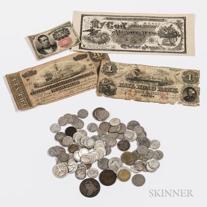 Small Group of American Coins and Currency