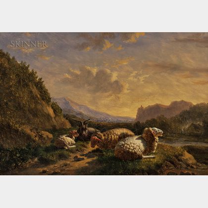Jacobus Nicolaas (Baron Tjarda van) Starckenborgh (Dutch, 1822-1895) Sheep in a Rugged Landscape