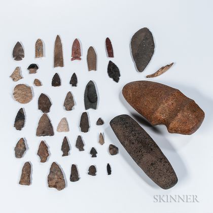 Collection of Prehistoric Stone Blades and Arrowheads