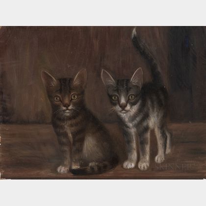 American School, 19th Century Two Kittens