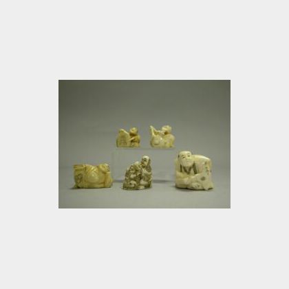 Five Japanese Carved Ivory Netsuke. 